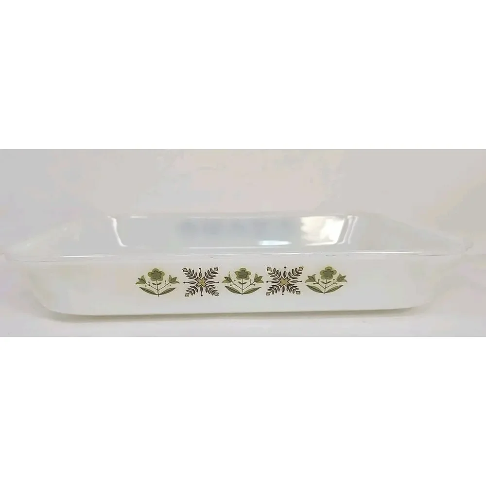 Vintage Fire King Meadow Green Bakeware 1 Qt‎ Rectangle Vintage #431 U144